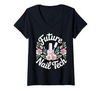 Women's Future Nail Tech Nail Artist V-Neck T-Shirt