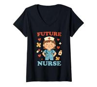 Womens Future Nurse Cute Kawaii Medical Kids Cartoon V-Neck T-Shirt