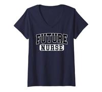 Women's Future Nurse Varsity Style Nursing Student Grad Black Art V-Neck T-Shirt