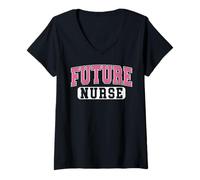 Women's Future Nurse Varsity Style Nursing Student Grad Pink Art V-Neck T-Shirt