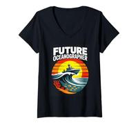 Women's Future Oceanographer Marine Science Kids Career V-Neck T-Shirt