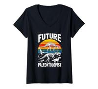 Women's Future Paleontologist Dinosaur Skeleton Science V-Neck T-Shirt