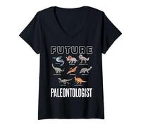 Womens Future Paleontologist Dinosaurs Paleontology Science Boy Kid V-Neck T-Shirt