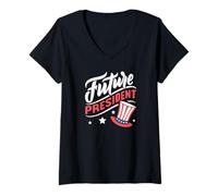 Womens Future President Patriotic USA President's Day 4th of July V-Neck T-Shirt