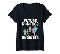 Women's Future Robotics Engineer Funny Robot Engineering Kids V-Neck T-Shirt