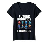 Women's Future Robotics Engineer Funny Robot Engineering Kids V-Neck T-Shirt