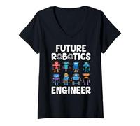Women's Future Robotics Engineer Funny Robot Engineering Kids V-Neck T-Shirt