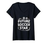 Womens Future Soccer Star Summer Soccer Camp Kids Teens Soccer Ball V-Neck T-Shirt
