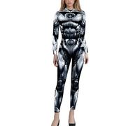 Women'S Futuristic Skeleton Robot Graphic Full Body Jumpsuit With 3d Print Design Rear Zipper Halloween Costume Cargo Pant Stretch Trousers For Uk Carnival Disco 80'S Fancy Dress Costumes Woman