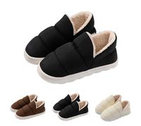 Women's Fuzzy Comfy Memory Foam Slippers, Closed Back Anti-Skid Sole Bedroom House Slippers, Slip-On Fall Winter Warm House Shoes for Indoor Outdoor Comfort Black
