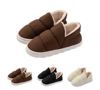 Women's Fuzzy Comfy Memory Foam Slippers, Closed Back Anti-Skid Sole Bedroom House Slippers, Slip-On Fall Winter Warm House Shoes for Indoor Outdoor Comfort Coffee