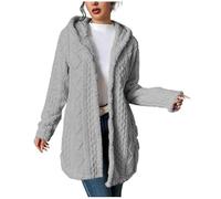 Women's Fuzzy Fleece Hooded Jacket Elegant Ladies Warm Teddy Double Sided Fleece Coat Soft Open Front Cardigan Button Down Sweater Hoodies Casual Winter Jacquard Warm Classic Coats for Women UK