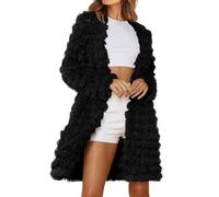 Women'S Fuzzy Fleece Long Jacket Open Front Long Sleeve Furry Coat Faux Fur Warm Winter Outwear Cardigan Sherpa Shaggy Jackets Thickened Windproof Outwear Ladies Full Length Cardigan Coat