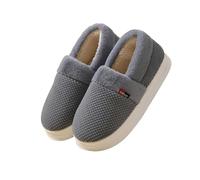 Women's Fuzzy Memory Foam Closed Back Slippers Chenille Knit Fleece Lined House Shoes Ladies Slippers Size 5.5 UKGray