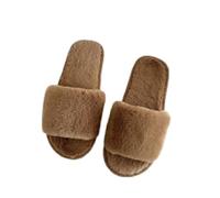 Womens Fuzzy Memory Foam Slippers Womens Slip On Sandals Backless Wide Fit Pressure-Relieving Cosy Alpine Shearling Slippers Non Slip House Sliders Flexible Sole Diabetic Friendly Sandals