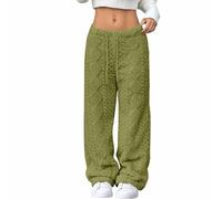 Womens Fuzzy Pajama Pants Fuzzy Fleece Flannel Cozy Drawstring Lounge Pant With Pockets Winter Warm Pj Bottoms Comfy Fuzzy (Green,M)
