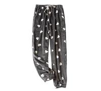 Womens Fuzzy Pyjama Bottoms Pants Soft Fleece Pj Pants Warm Comfy Lounge Pants Sleepwear Joggers Cute Kawaii Love Pattern with Pockets