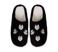 Womens Fuzzy Slippers Halloween Cute Cartoon Slipper Plush Memory Foam Home Shoes Indoor Outdoor Couple Cosy House Slippers Winter Anti-Skid Rubber Sole Slides (Black, 4)