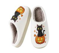 Womens Fuzzy Slippers Ladies Warm House Shoes Fluffy Indoor Slipper | Halloween Memory Foam Home Slippers Cosy Cotton Mules Soft Winter Scuffs Slip on Spooky Festival Autumn Thick Sole