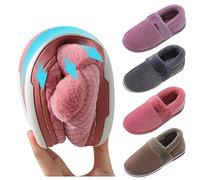 Women'S Fuzzy Slippers - Travel Slippers Women Foldable - Waffle Memory Foam Shoes Bedroom House Loafer With Fleece Lining Footwear Slip On Casual Slipper Non Slip House Shoe Indoor Outdoor Wear