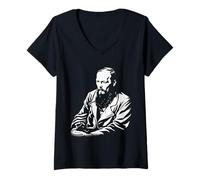 Women's Fyodor Mikhailovich Dostoevsky V-Neck T-Shirt
