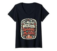 Women's G-Mama is My Name Spoiling is My Game Grandma V-Neck T-Shirt