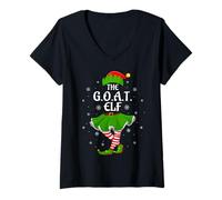 Womens G.O.A.T Elf Christmas Family Girls Women Elf Squad Xmas V-Neck T-Shirt