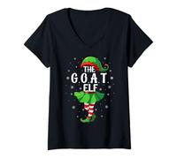 Womens G.O.A.T Elf Christmas Girls Women Elf Squad Xmas Family V-Neck T-Shirt
