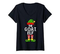 Womens G.O.A.T Elf Xmas Matching Family Elf Squad Christmas V-Neck T-Shirt