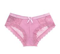 Womens G String Sexy Satin Silk Lace Bow Tie Cheeky Panties Transparent Comfortable Casual Lightweight Breathable Exotic Underwear Briefs Slutty Seductive Boudoir Outfit,Pink,M