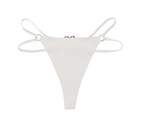 Women's G-Strings Women Sexy Double Strap Love Buckle Ice Silk Thong Womens Full Briefs Cotton Ladies Briefs Cotton (White, M)