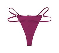 Women's G-Strings Women Sexy Double Strap Love Buckle Ice Silk Thong Womens Full Briefs Cotton Ladies Briefs Cotton (Purple, M)