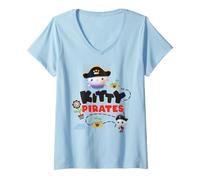 Women's Gabby's Dollhouse Kitty Pirates Adventure V-Neck T-Shirt