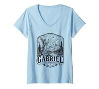 Women's Gabriel The Archangel Messenger Christian Angel Scene V-Neck T-Shirt