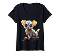 Womens Galago Bush Baby Galagos Nagapies Monkey Ape Cute Galago V-Neck T-Shirt