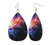 Womens Galaxy in The Universe Print Leather Earrings Teardrop Dangle Earrings Jewelry Outfits Accessories