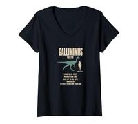 Women's Gallimimus Facts Dinosaur Size Comparison Chart V-Neck T-Shirt