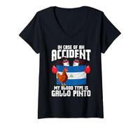 Womens Gallo Pinto Nicaragua Enthusiast Accident Gallo Pinto V-Neck T-Shirt