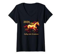 Womens Gallop into Greatness New Year 2026 V-Neck T-Shirt