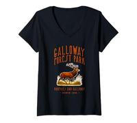Women's Galloway Forest Park Deer Wildlife V-Neck T-Shirt