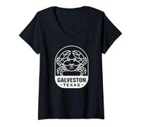 Women's Galveston Texas Crab Ocean Sea Life Design V-Neck T-Shirt