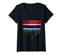 Women's Gambia Flag V-Neck T-Shirt
