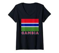 Womens Gambian Flag of The Gambia African Men Women Kids V-Neck T-Shirt