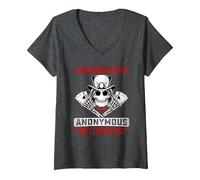 Women's Gamblers Anonymous I Bet I Can Quit Funny Poker Men & Women V-Neck T-Shirt, Dark Heather Grey, Small
