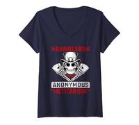 Women's Gamblers Anonymous I Bet I Can Quit Funny Poker Men & Women V-Neck T-Shirt, Navy Blue, X-Large