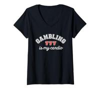Womens Gambling Is My Cardio Casino Gambler 777 Slot Machine Player V-Neck T-Shirt