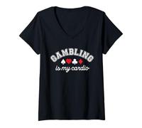 Womens Gambling Is My Cardio Casino Gambler Poker Player Card Suits V-Neck T-Shirt