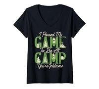 Womens Game Camp Adventure Outdoor Gamer Camping Camper Gaming V-Neck T-Shirt