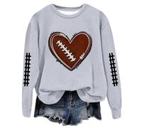 Women's Game Day Graphic Sweatshirts for Women Athletic Football Long Sleeve Comfort Gameday Football Lover Football Gameday Football Mom Football Season Letter Crewneck Womens Grey