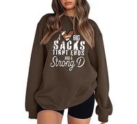 Womens Game Day I Love Big Sacks Tight Ends and Big D Sweatshirts Football Season Football Mom Sweaters Football Lover Vintage Hoodies Y2K Gameday Football Teen Sweatshirts Gothic Brown